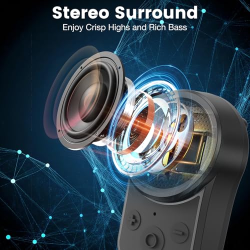 Image of Mini Bluetooth Speaker, Clip-On Portable Speaker with Built-in Mics Hands-Free Music and Calls for Hiking /Biking, Waterproof Adjustable Volume Wearable Bluetooth Speaker, Gifts for Women /Men