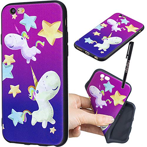 Tifightgo iPhone 6 Plus/6S Plus Case Black Silicone with Little Pegasus Varnish Soft Thin Shockproof Bumper Protective Phone Case for iPhone 6 Plus/6S Plus