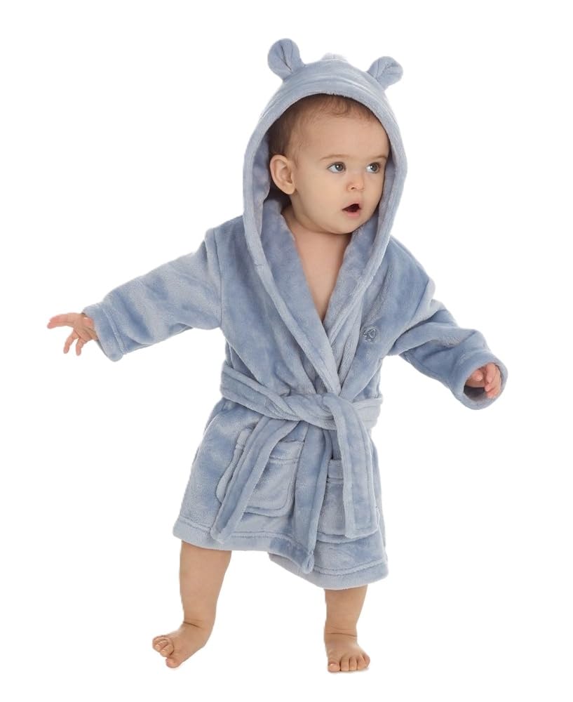 Baby Boys & Girls Unisex Dressing Gown (Ages 6-24 Months) Soft Plush Flannel Fleece Hooded Bath Robe — view 10
