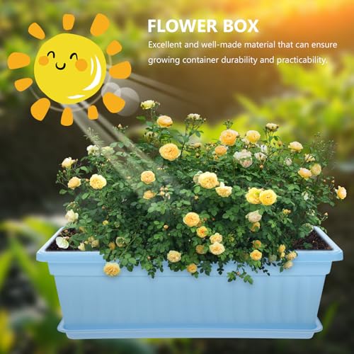 Bacs à fleurs rectangulaires en résine avec plateau et drainage x4 - 5