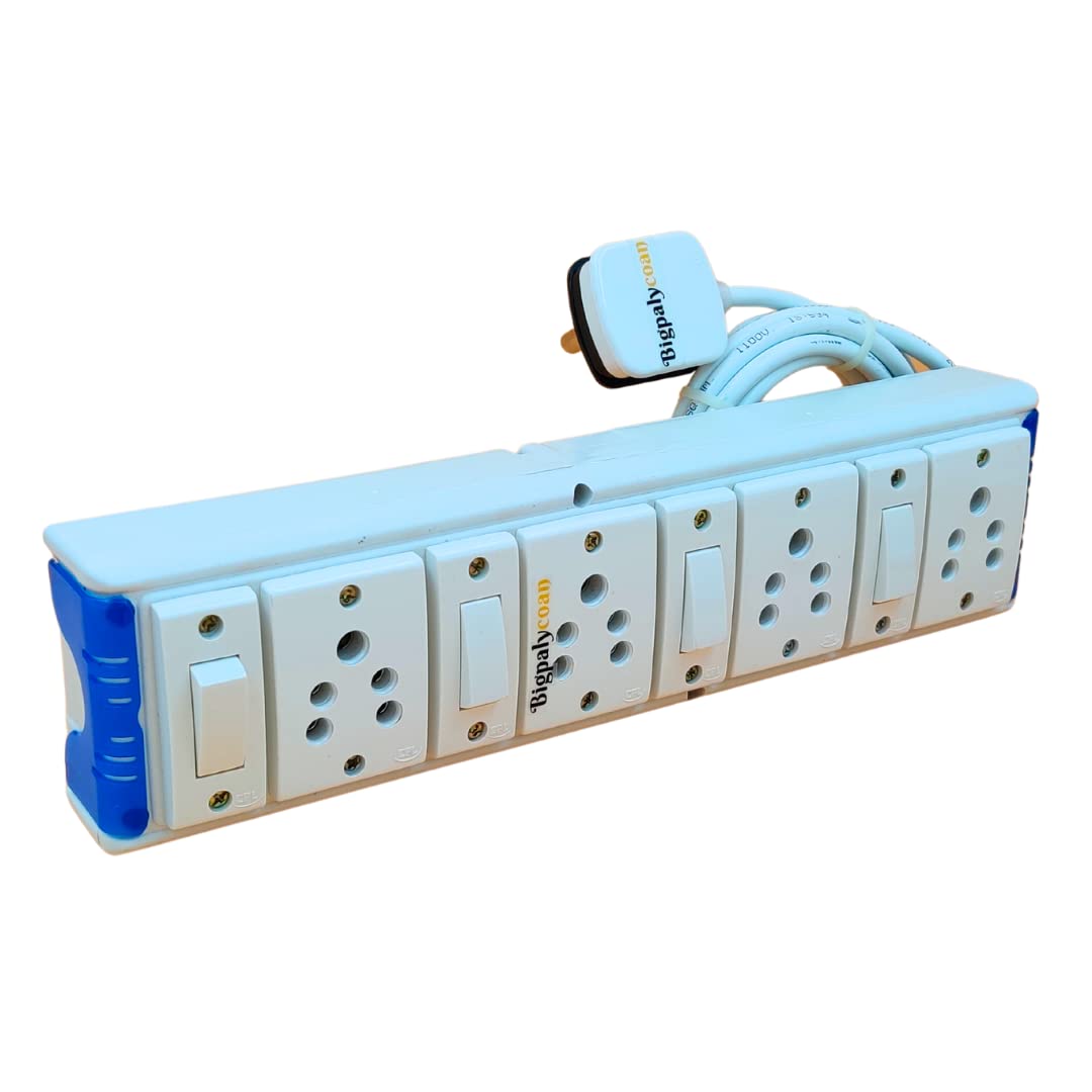 Bigpalycoan 4 Way Power Strip Extension Board with Individual Switch Heavy Duty 2 metre Cord (Max. Rating 1200W- 230V) PVC Blue-White (B0C1VLQ58C) Amazon Price History, Amazon Price Tracker