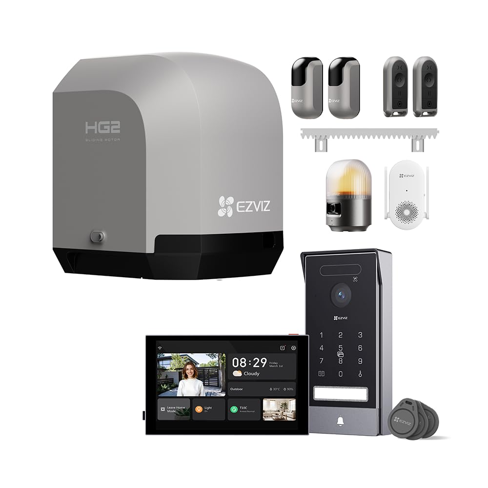 EZVIZ Kit Visiophone HP7 Pro 4K et Moteur Portail Coulissant HG2 (400Kg