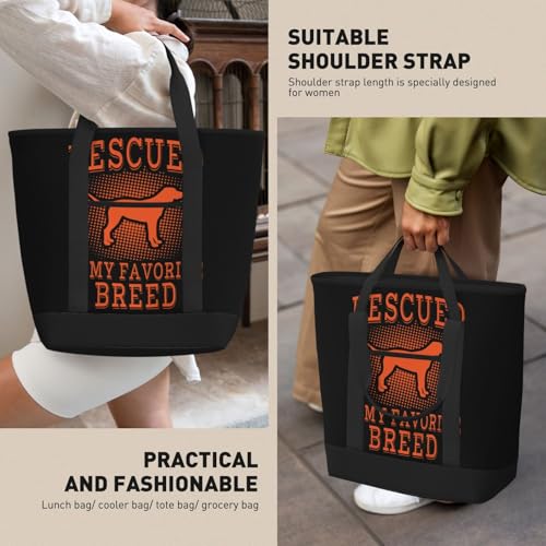 Dog Rescued Is My Favorite Breed Premium Insulated Tote Bag – Heavy-Duty Handles, Perfect For Supermarket Trips, Picnics & Daily Commute 7