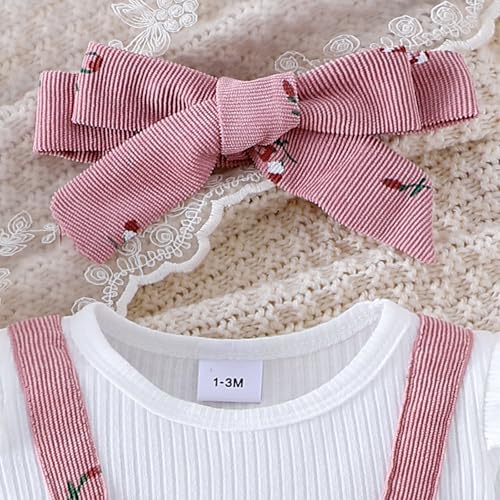 BeQeuewll Fall Winter Baby Girl Clothes Newborn Romper Floral Print Fake Two Pieces Bow Jumpsuit Baby Coming Home Outfit4