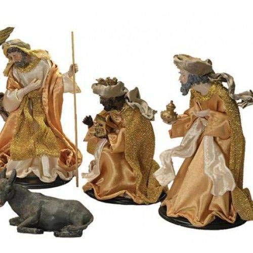 Presépio Natal 9 Figuras Plus Seda Rustico Dourado 15cm