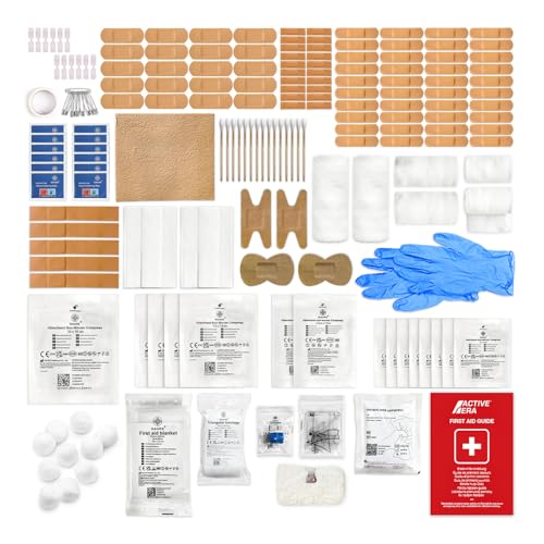 Active Era Premium Nachfüllset für Erste Hilfe Set - 180-teilige Notfall Ausrüstung inkl. Plaster CPR-Maske Rettungsdecke für Zuhause Büro Reise oder als Erste Hilfe Set Outdoor - ISO 13485