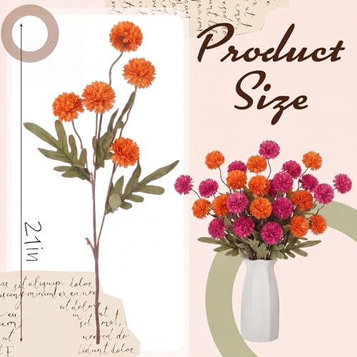 Image of Giegxin 5 Pcs Pink and Orange Party Decorations Fake Chrysanthemum Mum Bouquet for Bachelorette Party Decorations Tequila Sunrise Bridal Shower Wedding Table Centerpiece Vase Arrangement