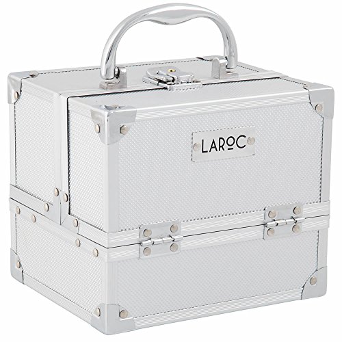 LaRoc - Caja de Almacenamiento Profesional para uñas, Color Plateado