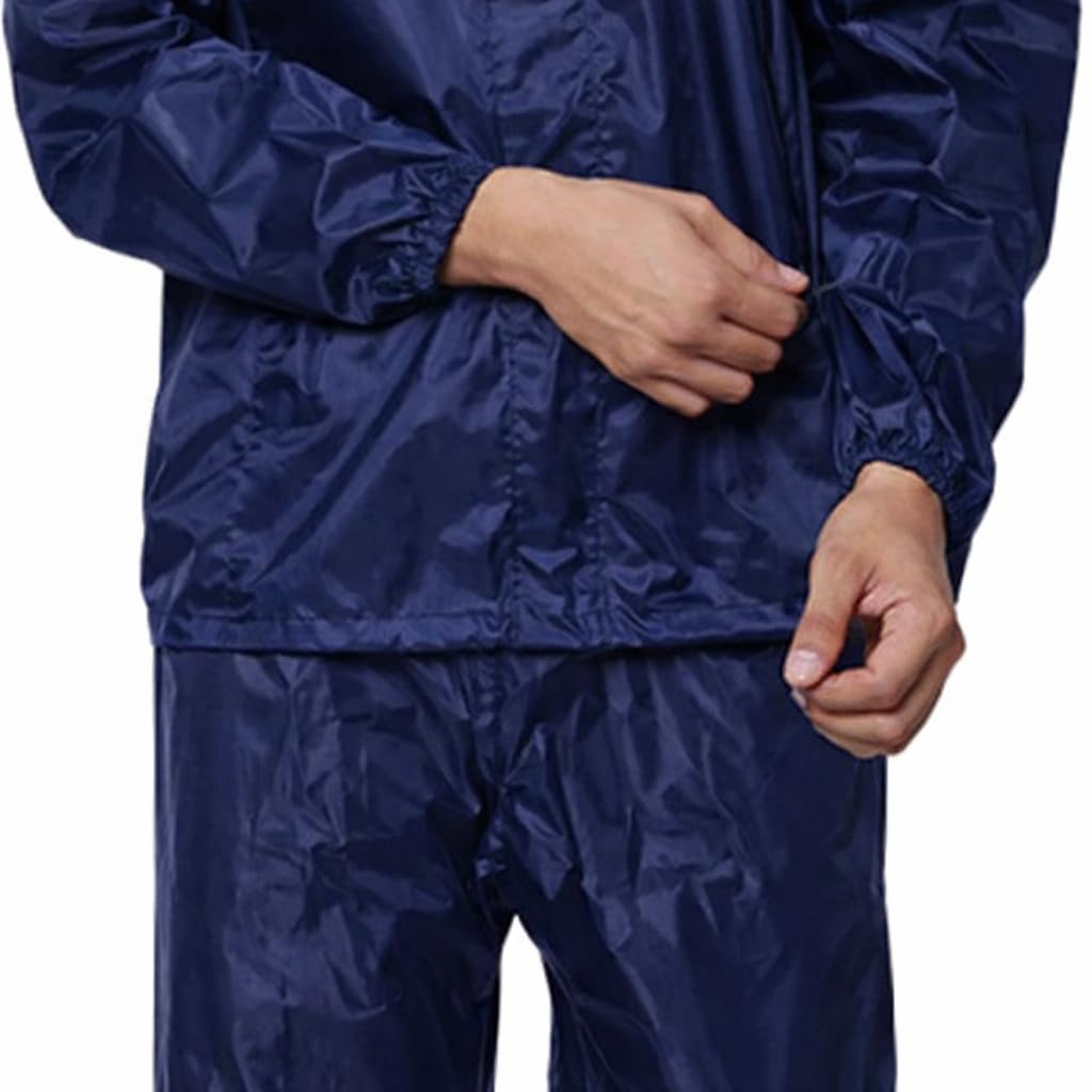 Cool Dealzz Men's Hooded Raincoat Set Waterproof | Jacket Pant Rain Suit | Lightweight | Navy Blue 1