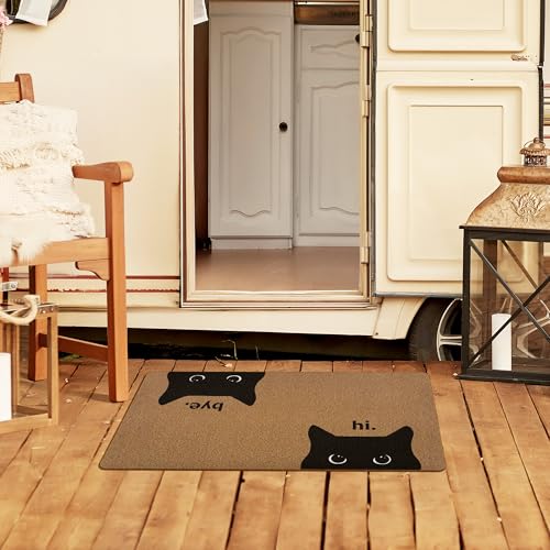 Cute Black Cat Welcome Mat - 30x17in Indoor/Outdoor Decor - Image 5