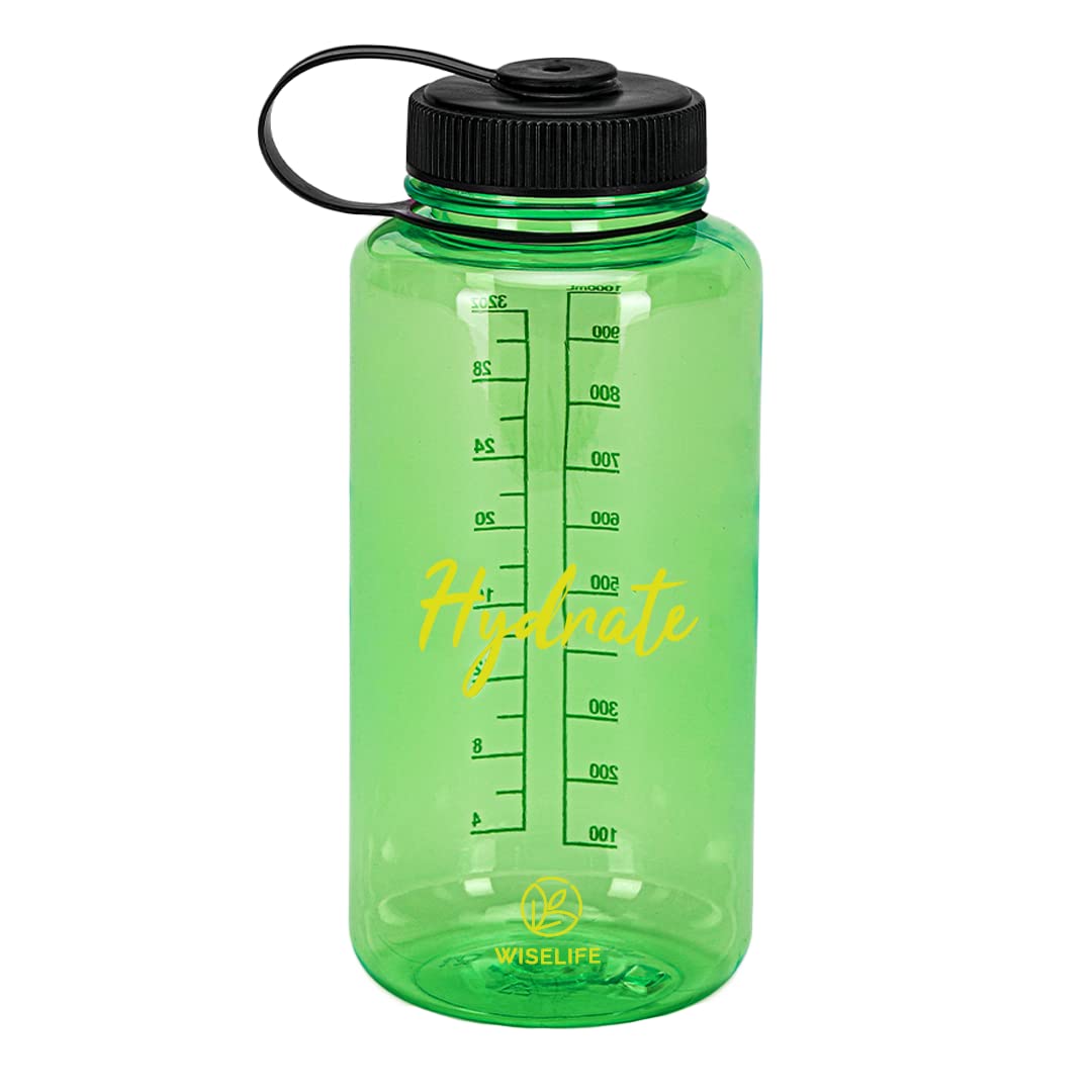 Wiselife Hydrate Large Water Bottle - 1.2 Litre | Premium Plastics, BPS, BPA-Free | Wide Mouth, Lightweight and Easy to Carry Sports Water Bottle with Volume Markings - 1.2 Litre (Green) (B09BFSWP6D) Amazon Price History, Amazon Price Tracker