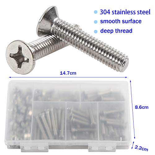 Rshuhx 80PCS M6 Cross Countersunk 304 Stainless Steel Machine Screws Bolts and Nuts Flat Head Phillips Screw Fastener Repair Tools Assortment Kit for Baby Crib Headboards Chairs Furniture - Image 4