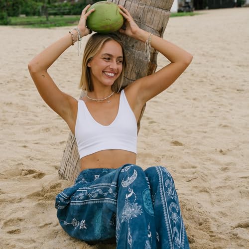 Image of Lotus and Luna Women's Harem Pants Thai Pants for Beach & Lounge High Waisted Flowy Boho Pants Genie Pants Yoga Pants
