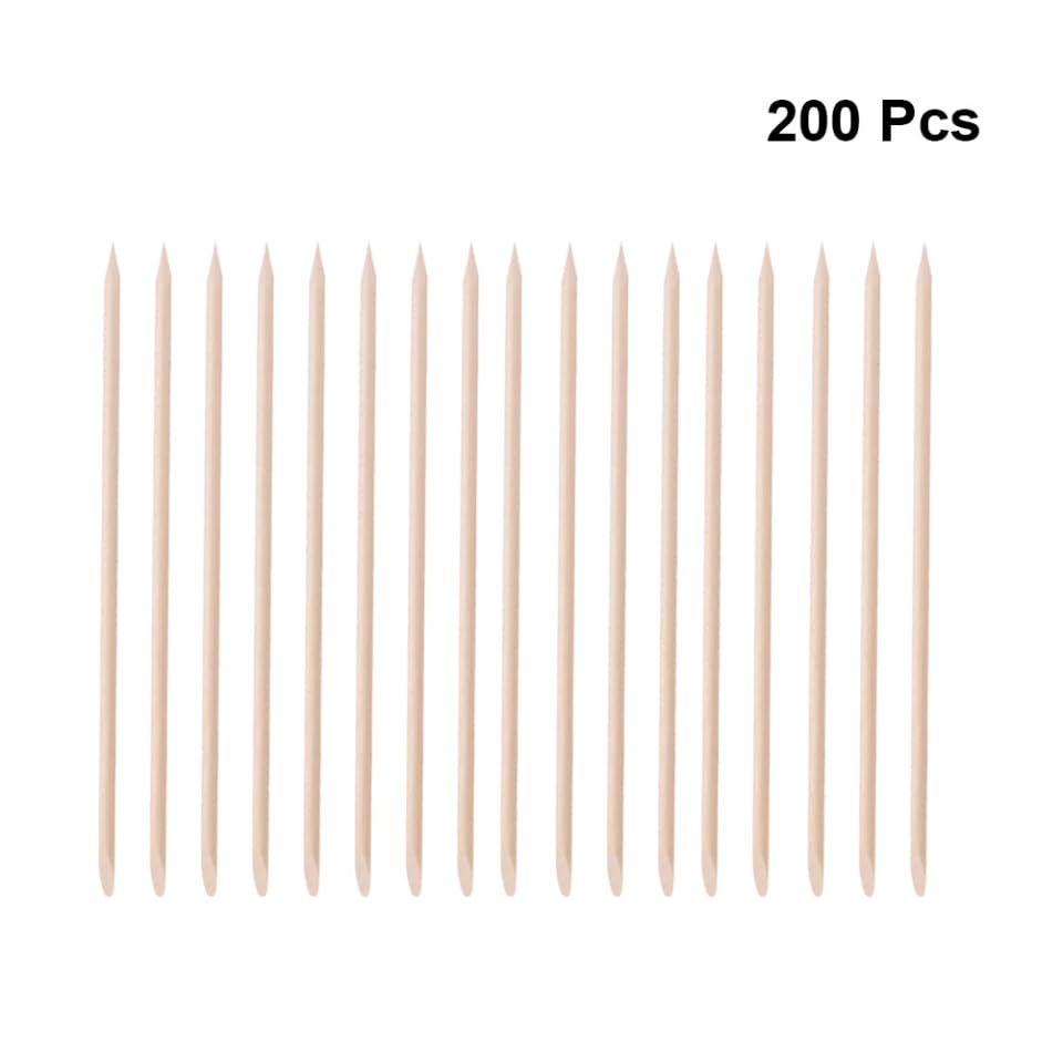 200Pcs Double End Wooden Manicure Pusher Sticks 15cm for Nail Care