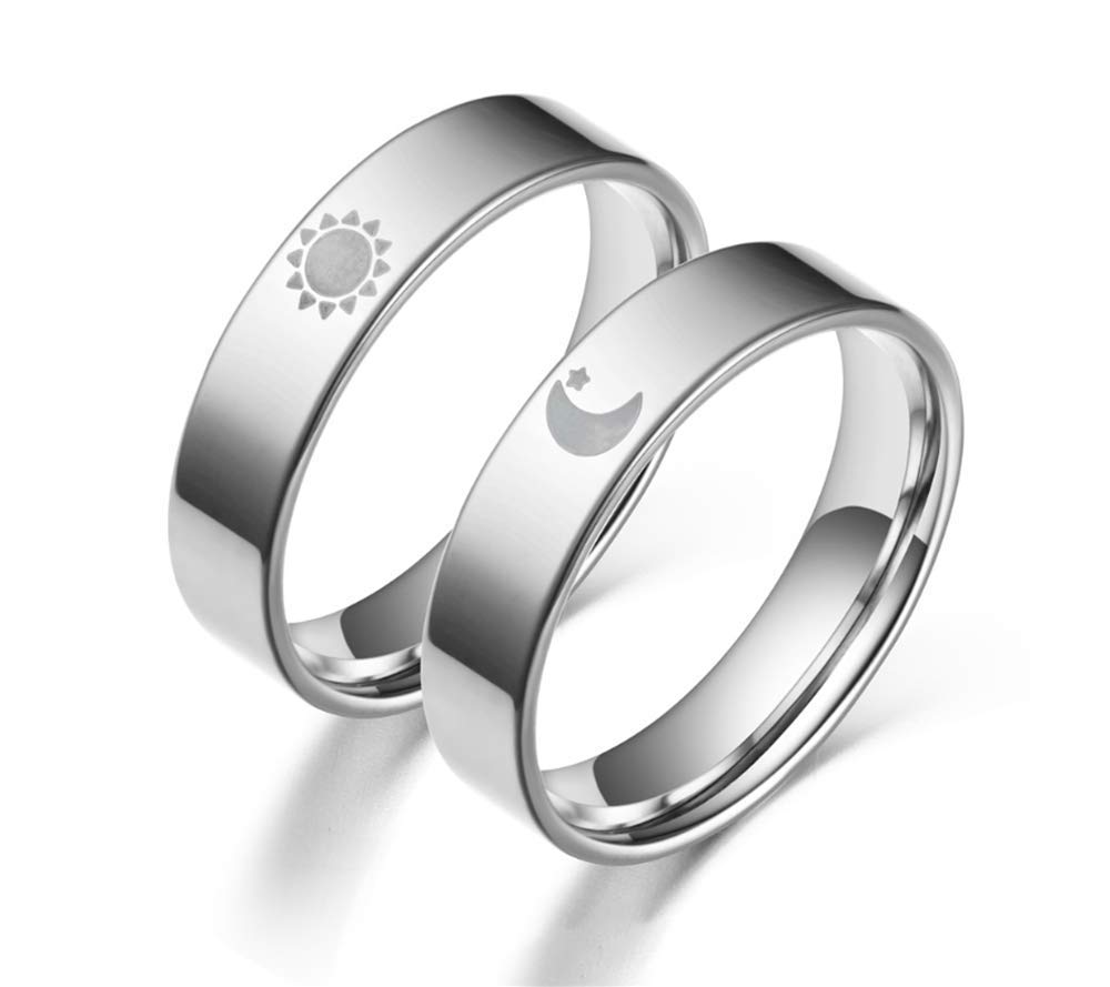 Blowin Silver Sun Ring for Best Friends Couples Stainless Steel
