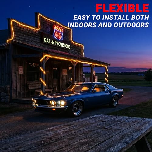 Image of 100ft Rope Lights For Outside, Connectable & Flexible Tube Lights with 8 Modes Controller,Waterproof Warm White LED Rope Lighting for Deck,Garden,Pool,Patio, Indoor & Outdoor Landscape Strip Lights