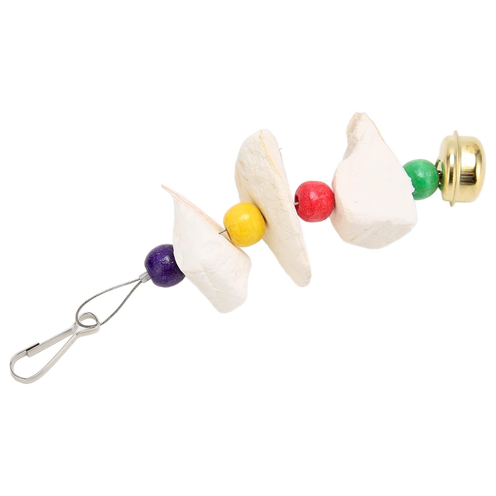 Juguete para Masticar de Hueso de Sepia para Loros Naturales Seguros, Juguete para Moler Dientes de Calcio con Campana para Reducir la Soledad, Fácil de Instalar, 5 Pulgadas, Adecuado para (S)