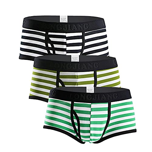 Mens Cotton U Convex Stripes Panties Boxer Briefs Underwear