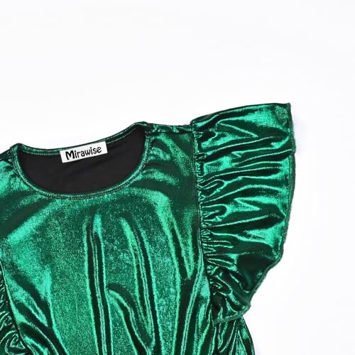 Image of Mirawise Girls Shirts Metallic Tops Clothes Tshirt Ruffle Short Sleeve Tee Size 6-14