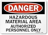 SmartSign "Danger - Hazardous Material Area, Authorized Personnel Only" Sign | 10" x 14" Plastic
