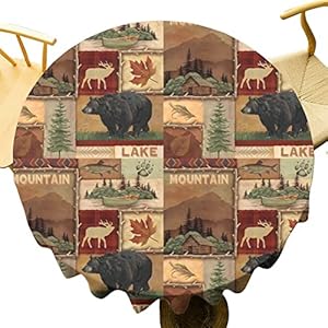 Rustic Bear Tablecloth, Retro Rustic Vintage Bear Cottage Country Rustic Cabin Farmhouse Style Table Cover, Water Resistant Wipeable Tablecloths for Kitchen Dinning Decor 60" Rustic Bear Tablecloth Retro Rustic Vintage Bear Cottage Country Rustic Cabin Farmhouse Style Table Cover Water Resistant Wipeable Tablecloths for Kitchen Dinning Decor 60