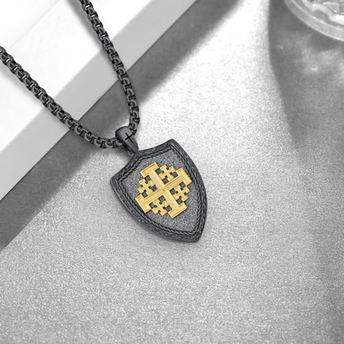 Jerusalem Cross Necklace 925 Sterling Silver Cross Pendent Necklace Religious Jewelry Gifts for Men3