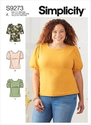 Simplicity Misses' - Paquete de punto con cuello redondo, código 9272, patrón de costura, tallas XXS-XXL, color blanco