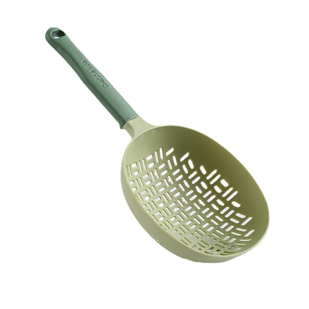 Huudngeje Scoop Colander, Silicone Colander Handle, Strainer Colander, Cooking Silicone Spoon, Pasta Colander Spoon Strainer Green