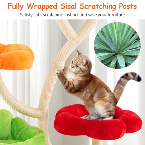 Torre para Gatos Tangkula 65 Pulgadas con Plataformas Florales miniatura 6