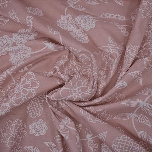 Image of BlissHome Bedsheet for King Size Bed, Floral Aesthetic Printed Bed Sheets with Pillow Covers Set, Soft Microfiber Home Decor, 1 Flat Sheet 106x106 & 2 Pillowcases 17x27, Grace Collection (Peach)