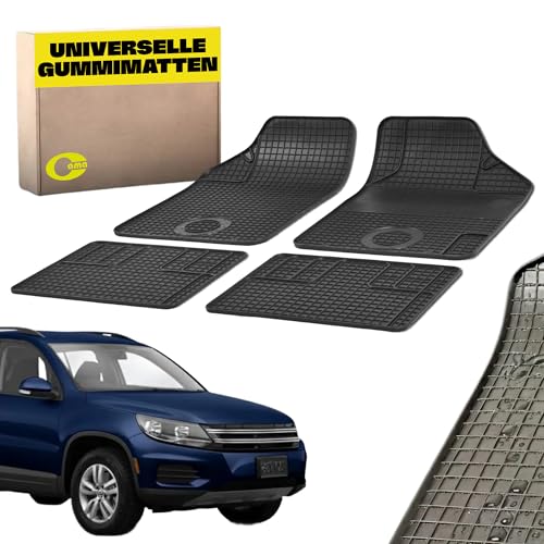 Gama Universal Fussmatten Autoteppich Für Dein Auto Allwetter Gummimatten Aus Recycelten Materialien | Individuell Anpassbar | rutschfeste Oberfläche | Einfache Reinigung | Schwarz | 4er-Set