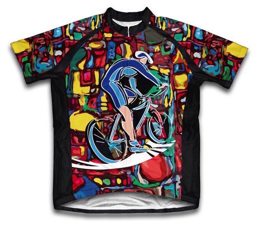 ScudoPro Cyclist Art Short Sleeve Cycling Jersey for Men - Size 3XL Black