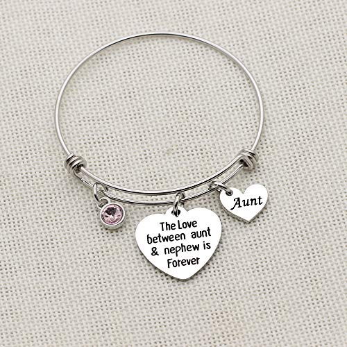 JQFEN Aunt Gifts Aunt Bracelet from Nephew Charm Crystal Bracelet for Aunt - The Love Between Aunt and Nephew is Forever Mothers Day Present for Aunt - Image 3