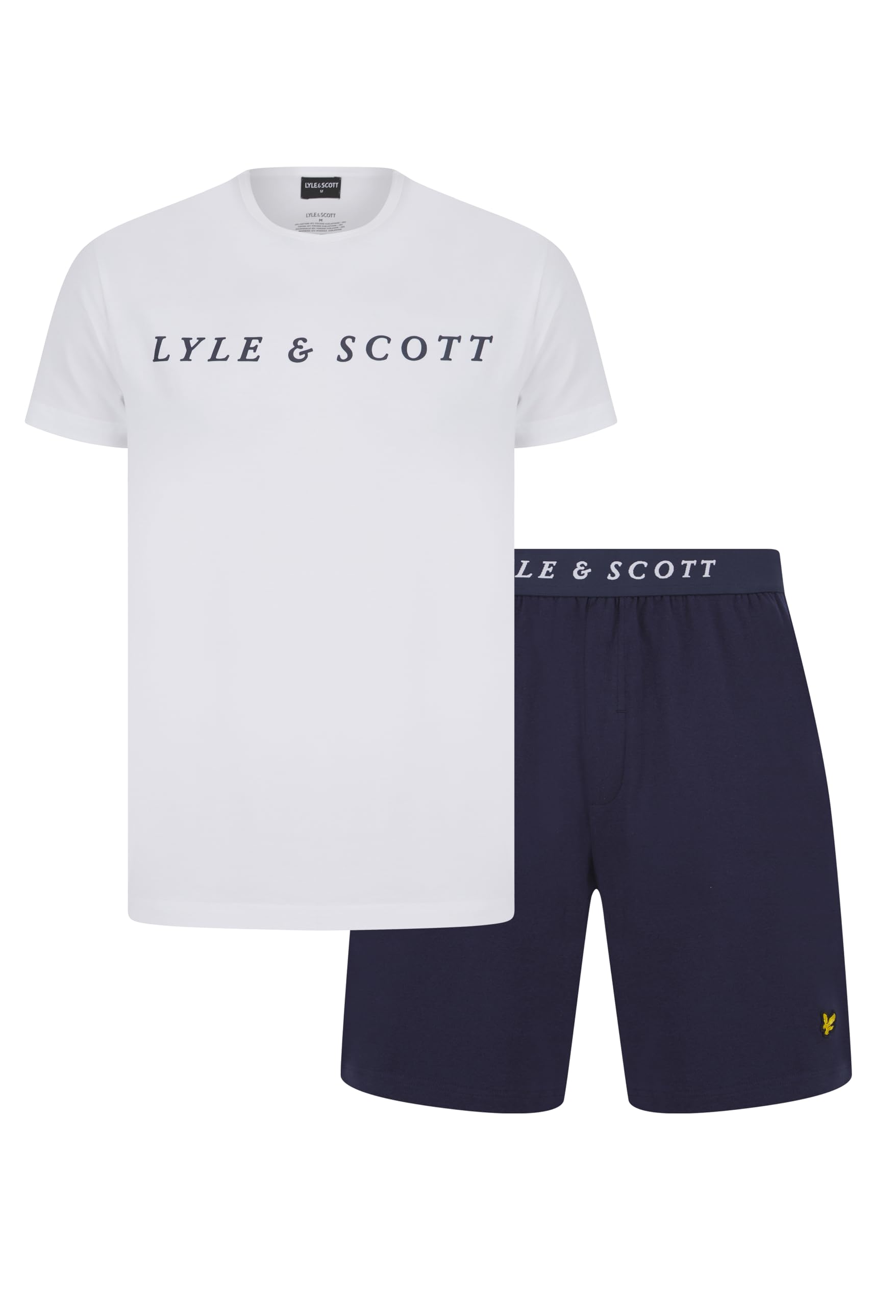 Lyle & Scott Mens Tee Short Sleeve Pyjama Set White/Peacoat S