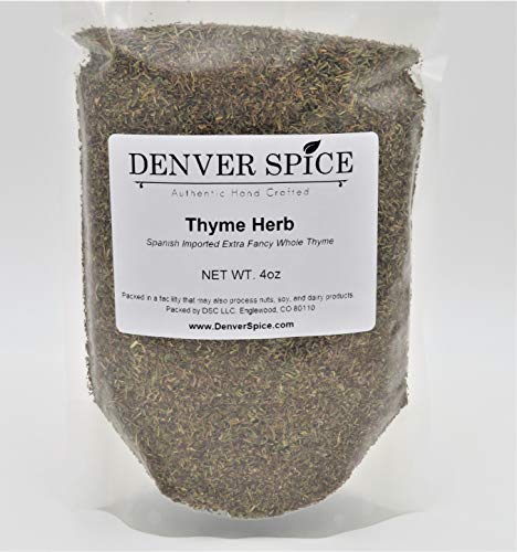 Whole Dried Thyme Herb -1/4 Pound (4 Ounces ) - Spanish Thyme Essential Culinary Herb