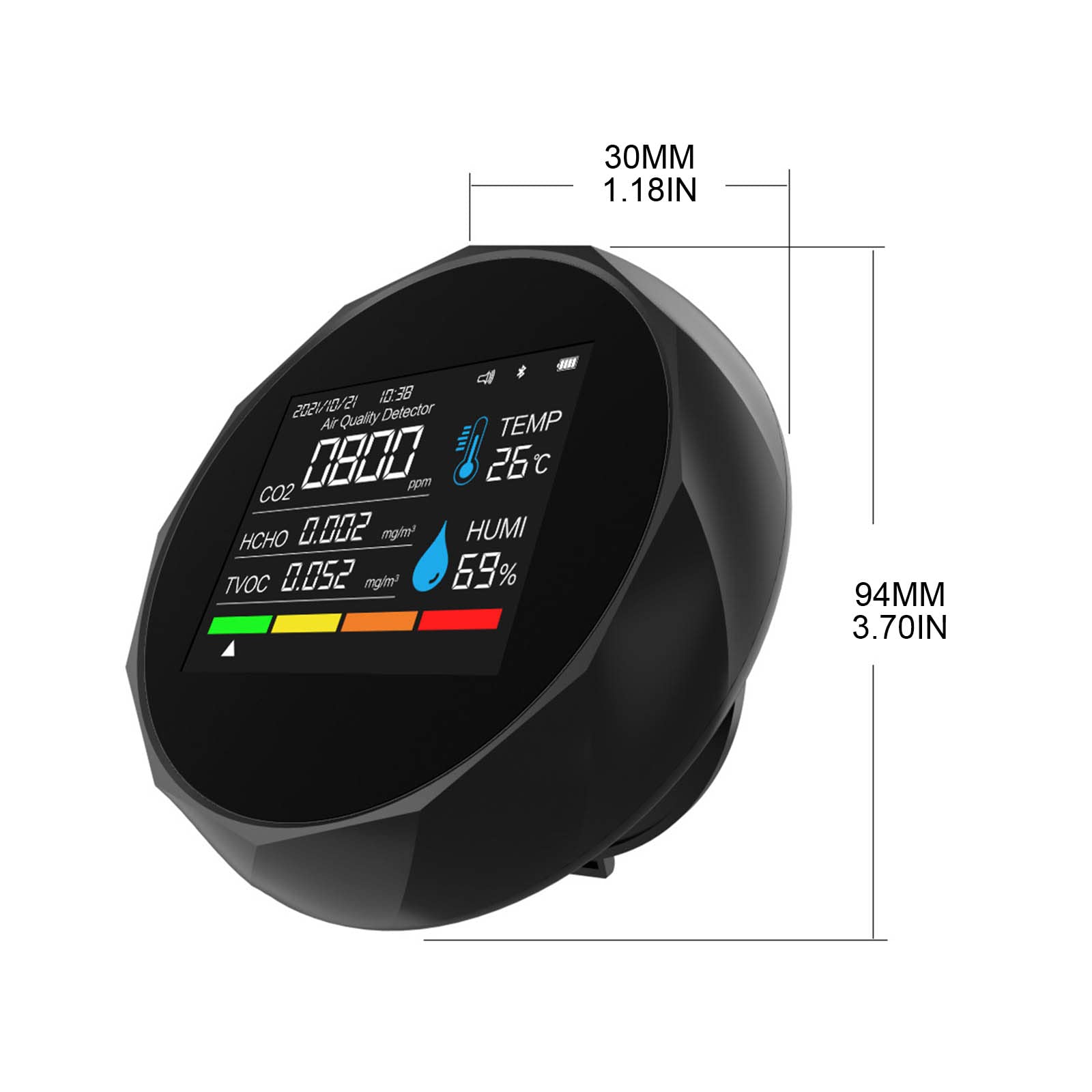 Compteur de CO2 de moniteur de qualité de l ' air avec, Black