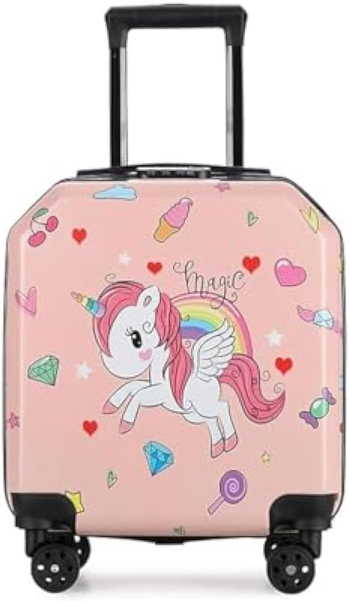 GEPASKids Luggage, Children's lightweight 3D Troelly bag, Suitcase with Cartoon pattern for Boy and Girls travel gift (unicorn)