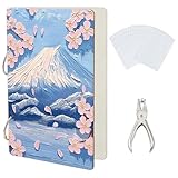 SUPERDANT 3D Grußkarten Organizer Mit Berg Und Kirschblütenmotiv Organizer Flowern Postkartenalbumhalter Buch Aus Holz Ordner Für Geburtstagskarten Mit Locher Und 20 Innentaschen Andenkengeschenke