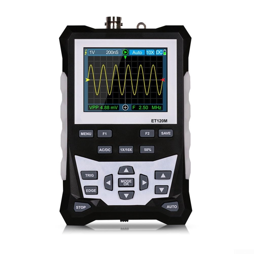 Hand-Oszilloskop ET120M, 120 MHz analoge Bandbreite, 500 MSa/s Echtzeit-Abtastung, 6,1 cm Display, automatische Messfunktion