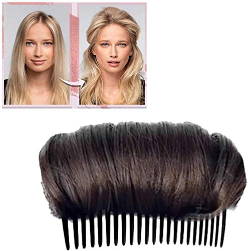 Natural DIY Hair Invisible Fluffy Hair Pad Combs Synthetic Hair Extensions Invisible False Hair Clip Hair Pad Hair Bun Princess Styling Tools (Dark Brown)
