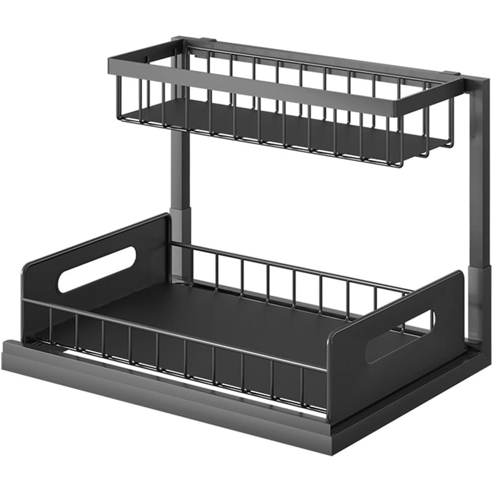 CTRLZS Sink Organizer, Pull Out Cabinet Organizer 2-Tier Sliding Shelf Multi-Use for Under Kitchen Sink Organizers and Storage