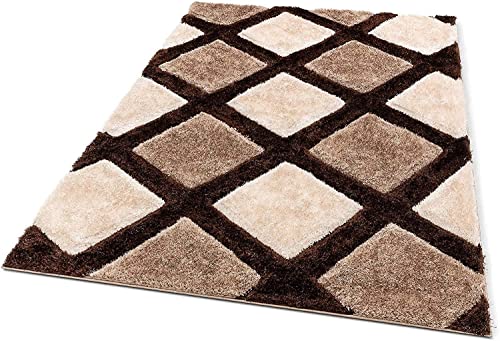 Image of Modern Texture Shag Area Rug Fluffy Microfiber 2inch Pile for Living Room, Bedroom(6x8feet,BROWN41)