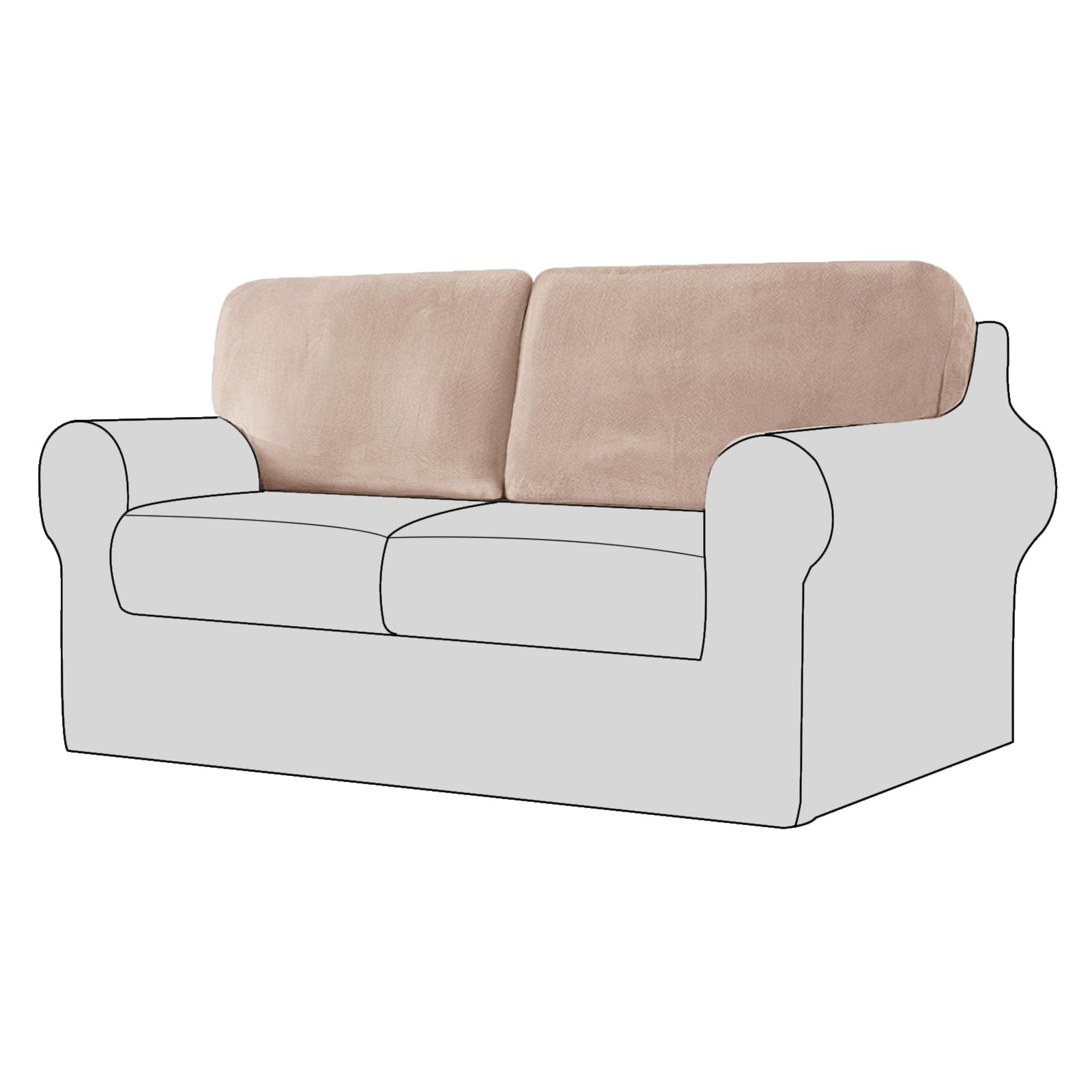 UNBBRRL Sofa Backrest Cover Stretch, Separate Back Cushion Covers, Backrest Cushion Slipcover, Sofa Back Cover Furniture Protector (Khaki,Rectangular×2 (2 pcs))