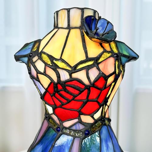 Lampa stołowa do sukienki księżniczki – witrażowa lampka nocna z żeliwną podstawą do dekoracji domu i pokoju weselnego