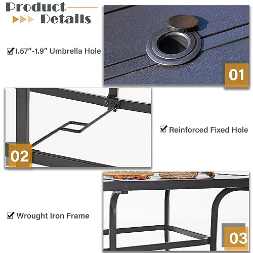 Sophia & William 7 Pieces Patio Dining Furniture With 13 Ft Navy Double-Sided Twin Umbrella, Outdoor Rattan Chairs & Metal Table Set With Cushions And 1.57 Inch Umbrella Hole For Backyard Porch Poolside thumb #2
