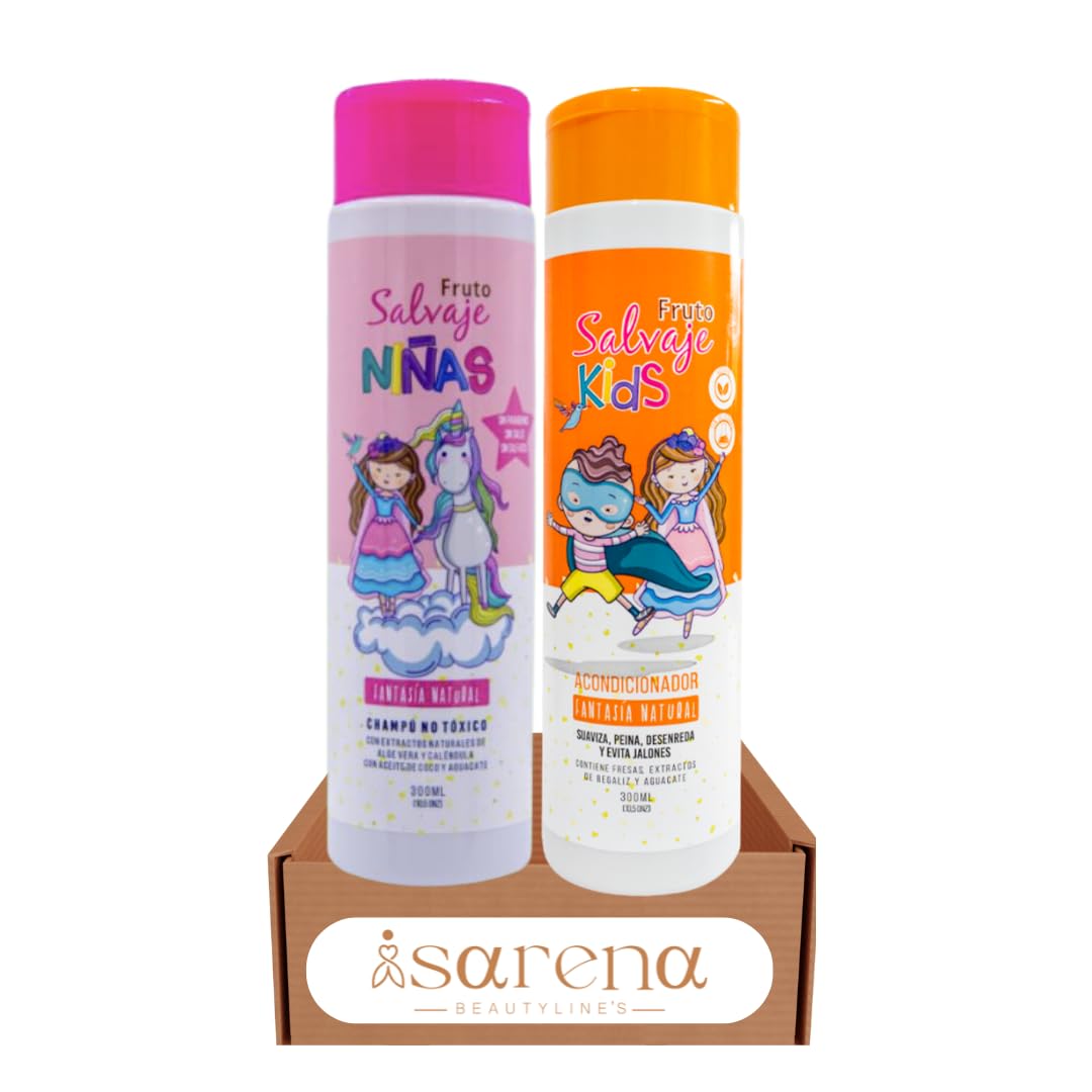 Fruto Salvaje Kids & Girls Hair Shampoo & Conditioner Set, Natural Fantasy, 10.5oz - Fantasia Natural Fruto Salvaje niños y niñas shampoo y acondicionador Shampoo Natural