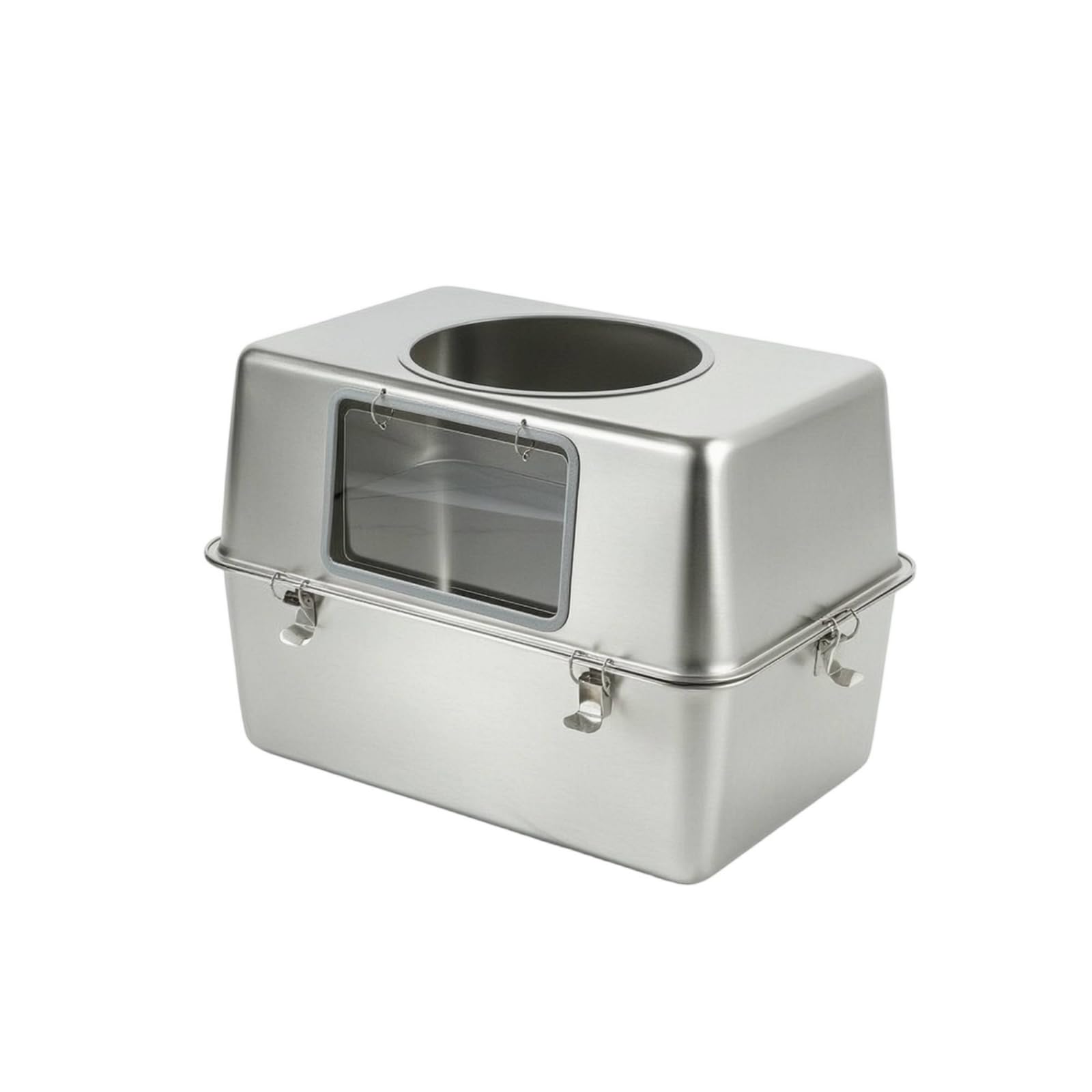 Lettiera in Acciaio Inox Resistente Ai Graffi Lettiera con Due Ingressi Antiodore per Gatti, 50 35 40CM