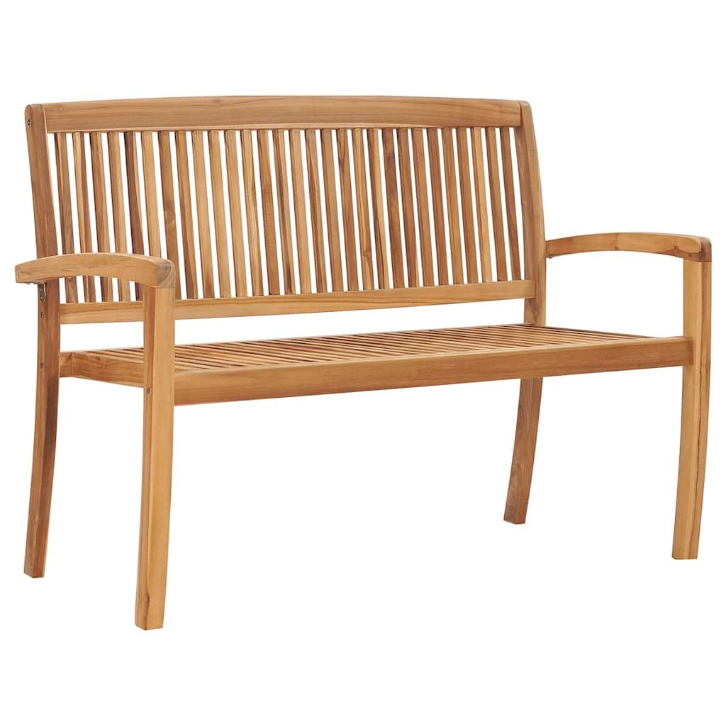 Banco de jardín apilable de 128,5 cm de madera maciza de teca, secado técnico y finamente pulido para una textura suave, ideal para jardín, patio o patio