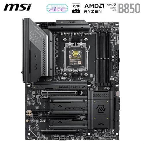 Image of MSI MAG B850 Tomahawk MAX WiFi II Motherboard - Supports AMD Ryzen 9000 /8000 / 7000 Processors, AM5-80A SPS VRM, DDR5 Memory Boost (up to 8400+ MT /s OC), PCIe 5.0 x16, M.2 Gen5, Wi-Fi 7, 5G L