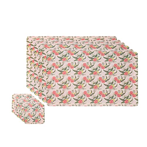 6 manteles individuales de plástico con flores lavables, resistentes al calor, antideslizantes, para cocina, transparente, para cena, impermeables, RICHTOP Cover